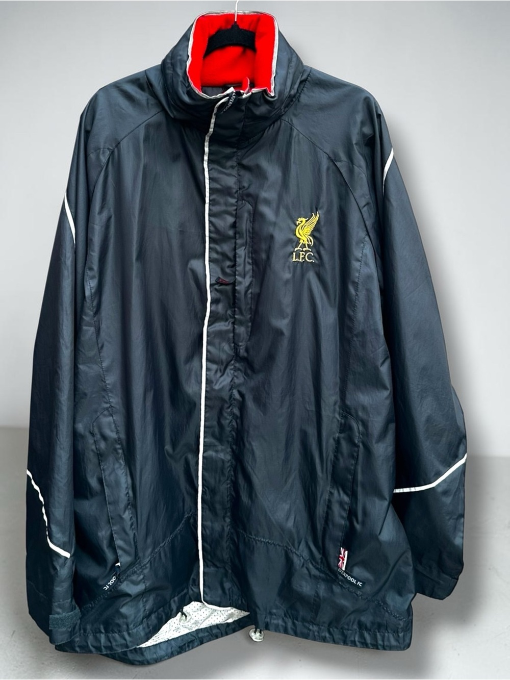 Vintage Liverpool FC LFC Hooded Rain Jacket Football Club- Navy/Gold - XXL